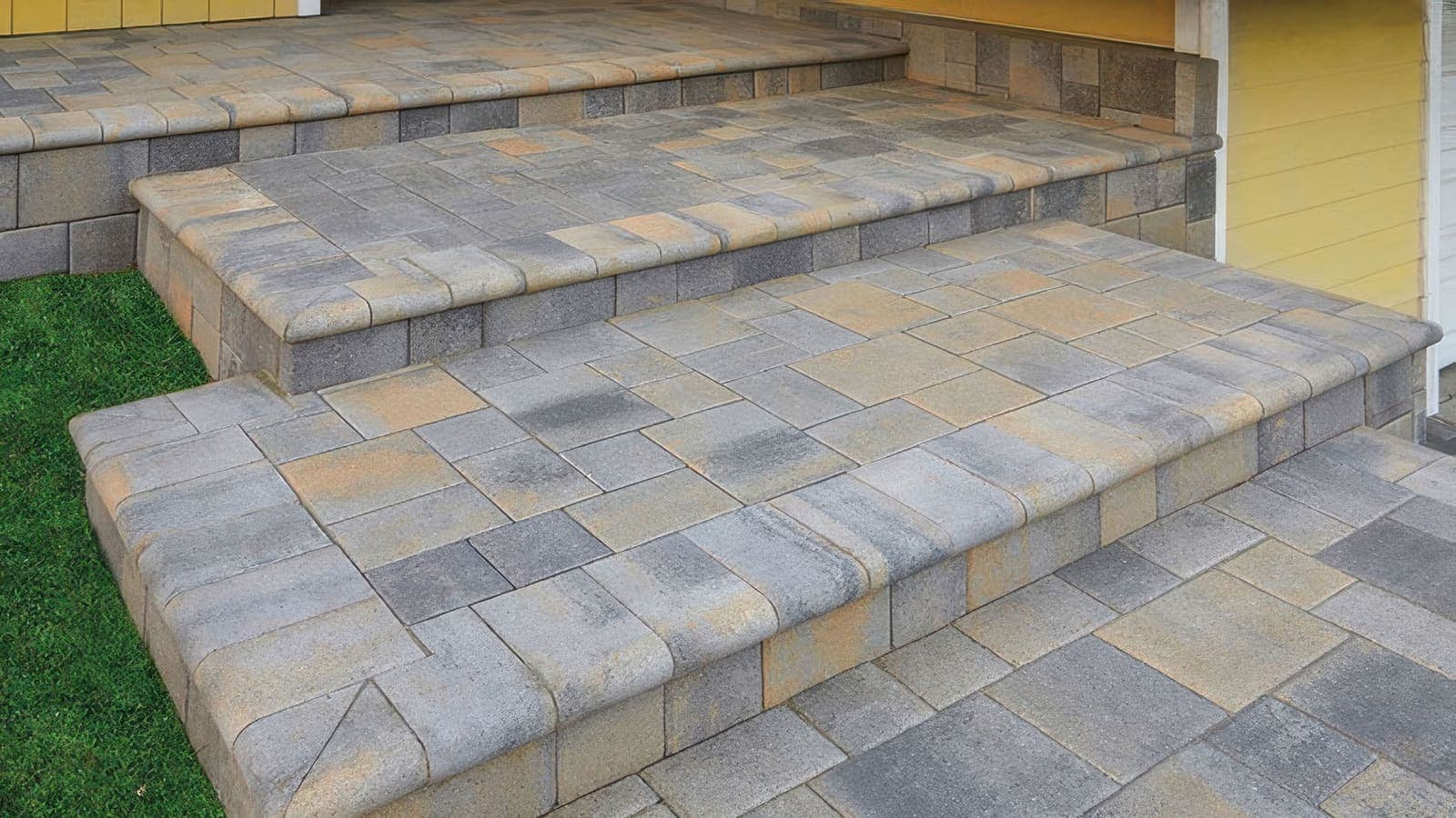 6x14 Bullnose Coping Angelus pavers installed — project 4