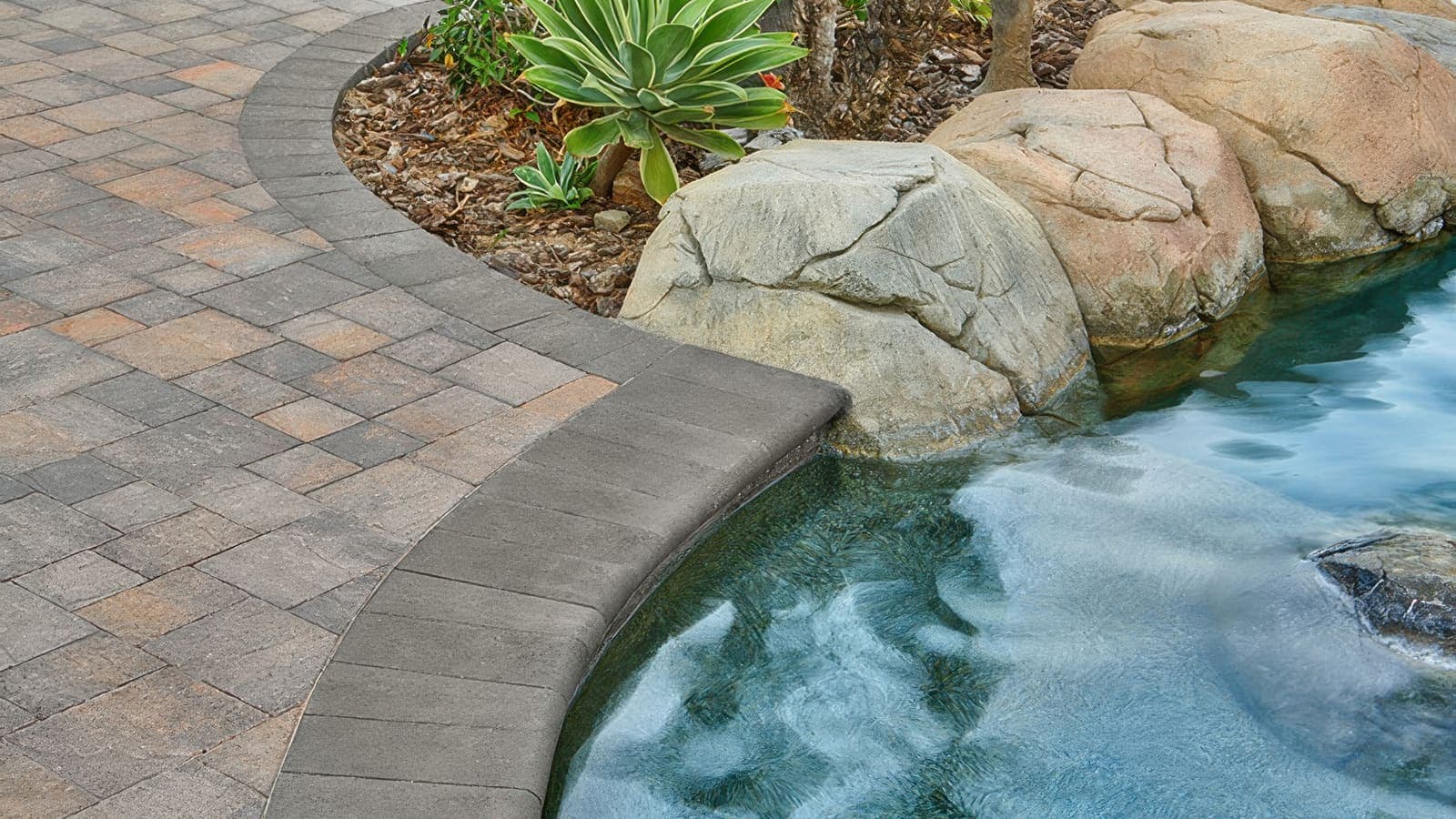6x14 Bullnose Coping Angelus pavers installed — project 5