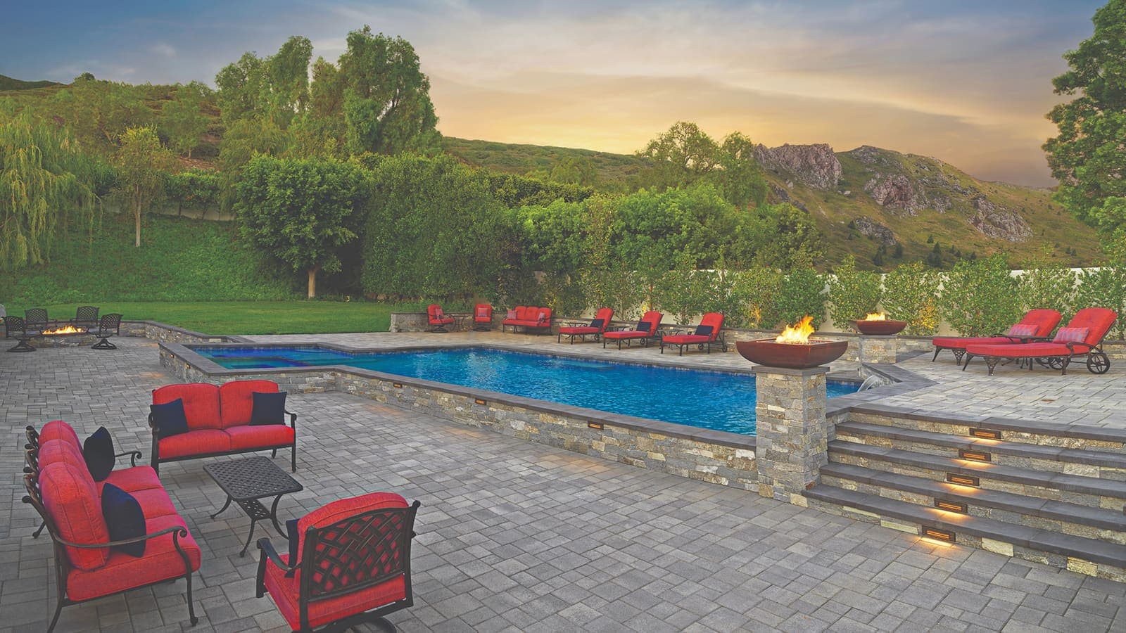 Courtyard Stone Paving Stones Angelus pavers installed — project 2