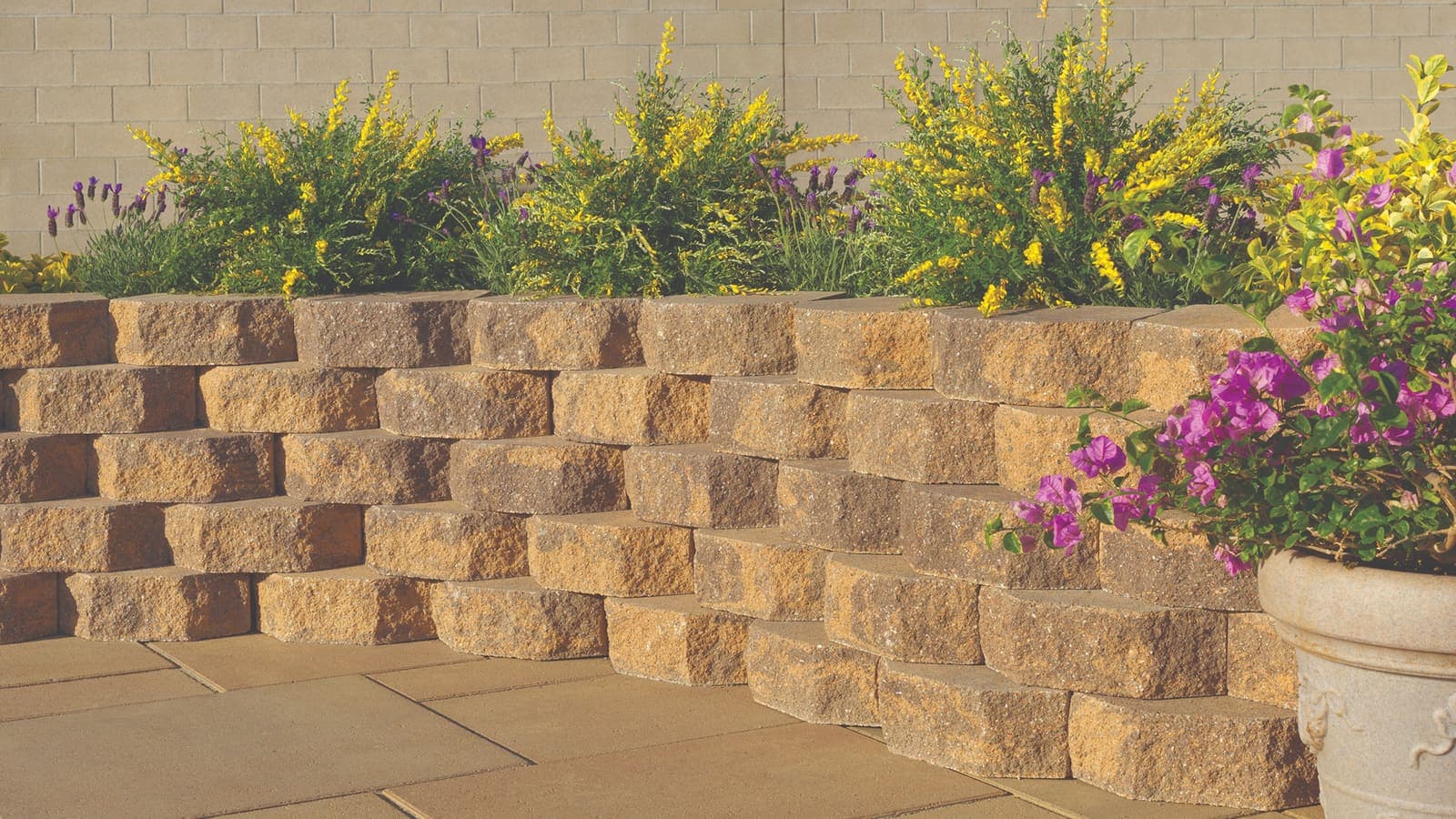 Planter Wall Angelus pavers installed — project 1