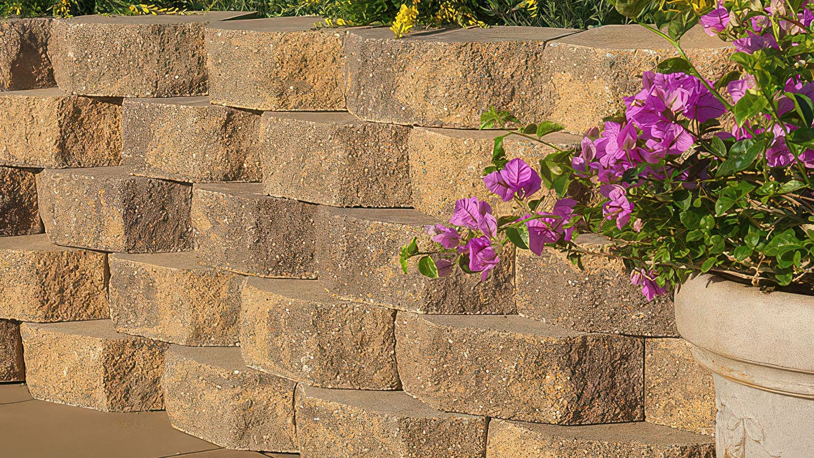 Planter Wall Angelus pavers installed — project 7