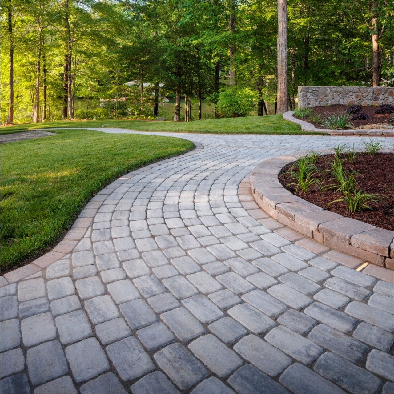 Cambridge Cobble Belgard pavers installed — project 6