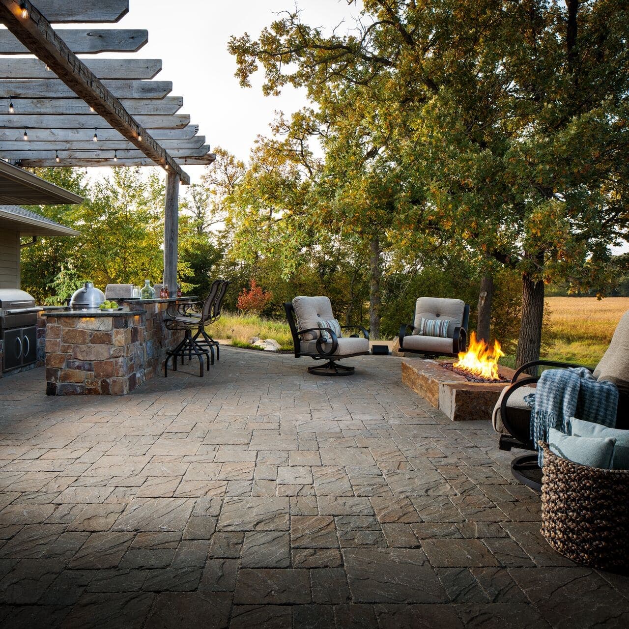 Slaton Plus Tumbled Belgard pavers installed — project 1
