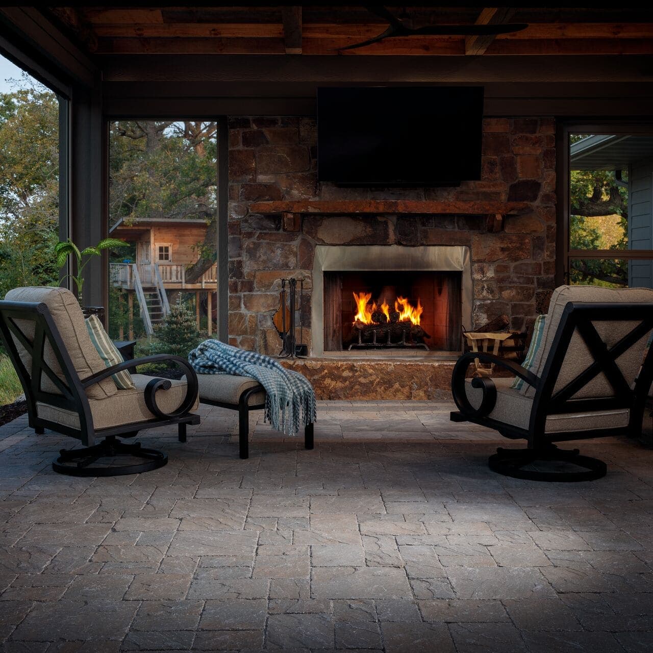 Slaton Plus Tumbled Belgard pavers installed — project 3