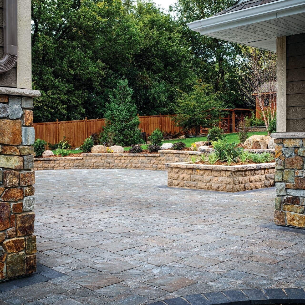 Slaton Plus Tumbled Belgard pavers installed — project 5