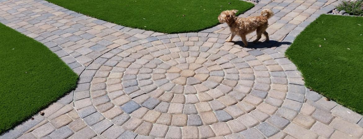 Antique Cobble Circle ORCO pavers installed — project 2