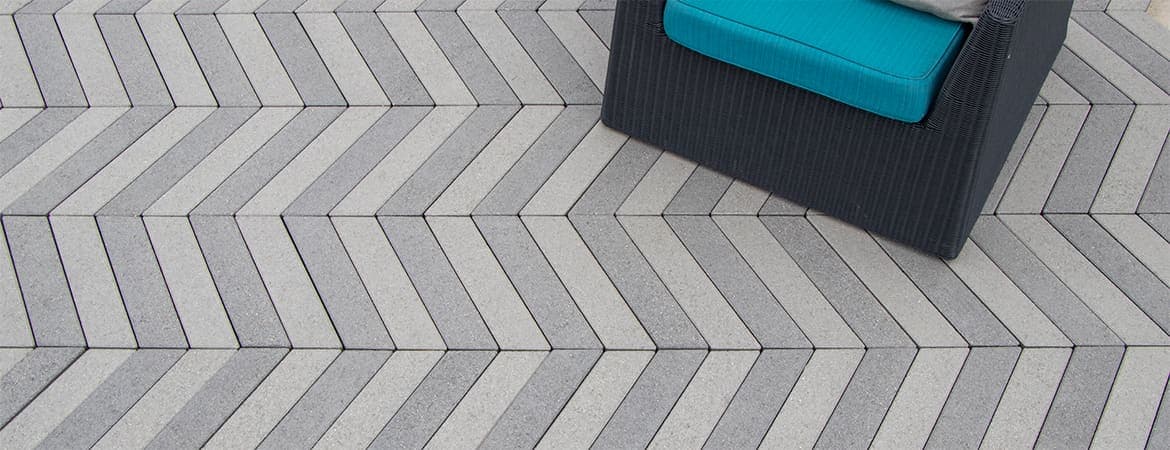 Chevron 4x18 ORCO pavers installed — project 1