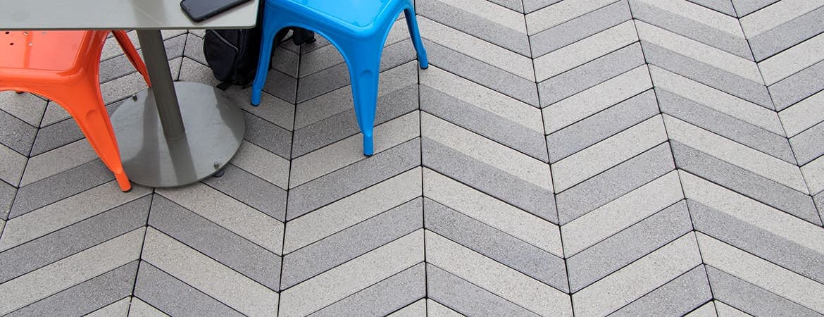 Chevron 4x18 ORCO pavers installed — project 2