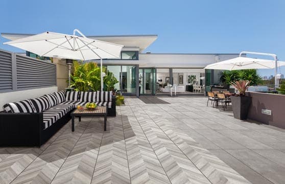 Wood-Chevron Series Tile Tech pavers installed — project 4
